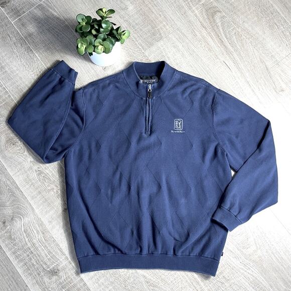 OXFORD GOLF Blue 1/4 Zip Polo Sweater Pullover Men’s Size Medium - Picture 1 of 9